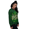 Saint Patrick's Day Green Clover Print Women's Bomber Jacket-grizzshop