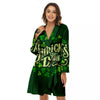 Saint Patrick's Day Green Clover Print Women's Robe-grizzshop