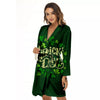 Saint Patrick's Day Green Clover Print Women's Robe-grizzshop