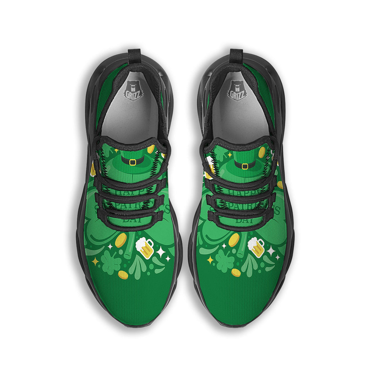 Saint Patrick's Day Green Irish Print Black Running Shoes-grizzshop