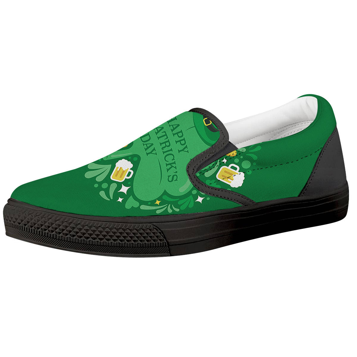 Saint Patrick's Day Green Irish Print Black Slip On Shoes-grizzshop