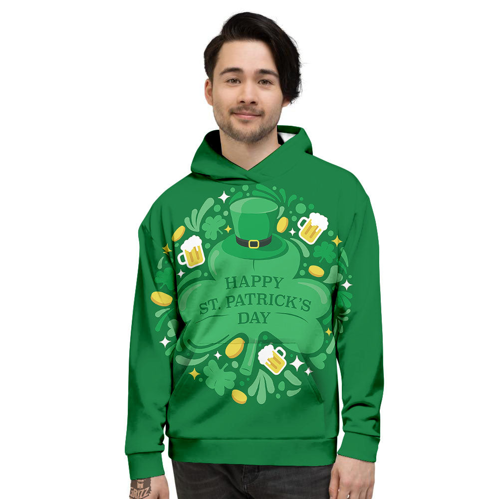 Saint Patrick's Day Green Irish Print Men's Hoodie-grizzshop