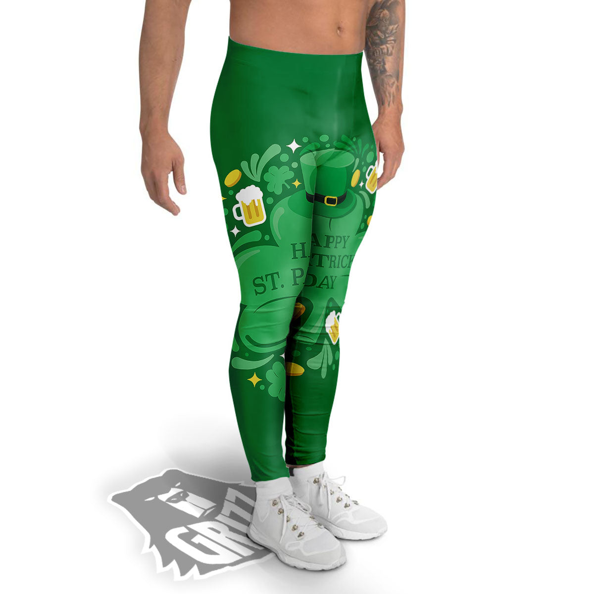 Saint Patrick's Day Green Irish Print Men's Leggings-grizzshop