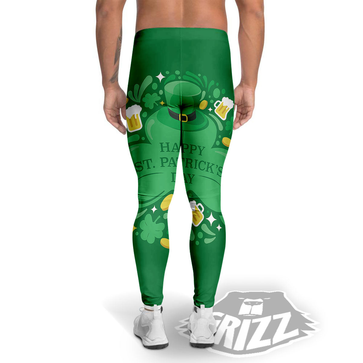 Saint Patrick's Day Green Irish Print Men's Leggings-grizzshop