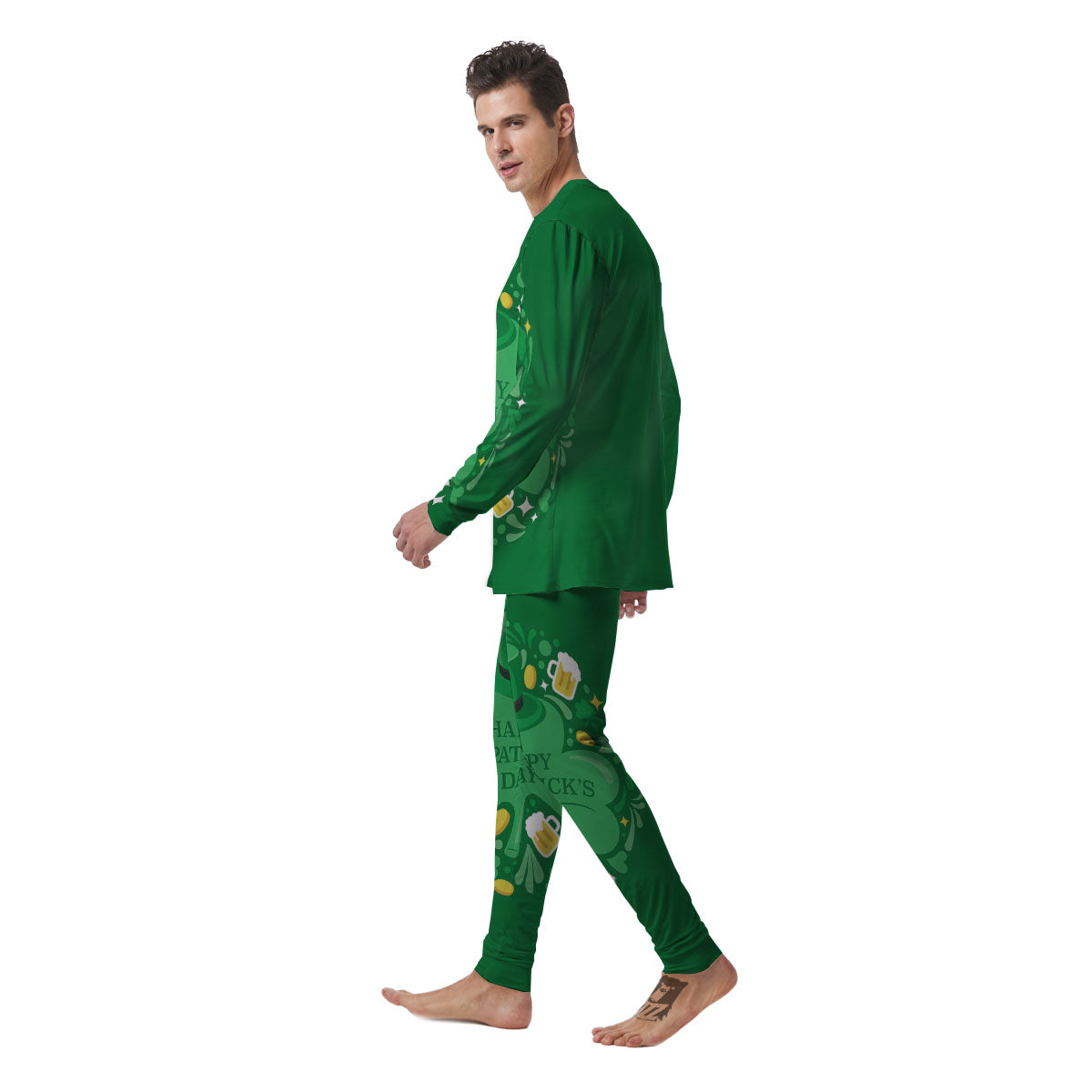 Saint Patrick's Day Green Irish Print Men's Pajamas-grizzshop