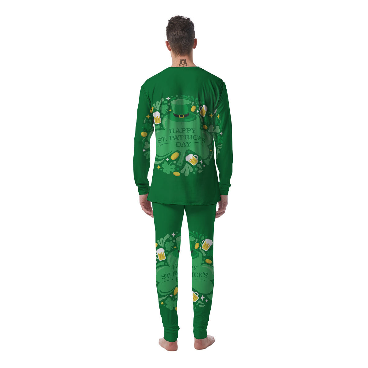 Saint Patrick's Day Green Irish Print Men's Pajamas-grizzshop