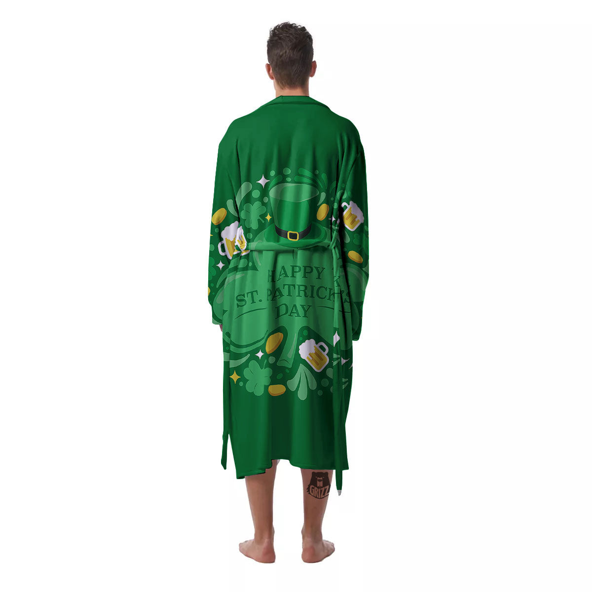 Saint Patrick's Day Green Irish Print Men's Robe-grizzshop