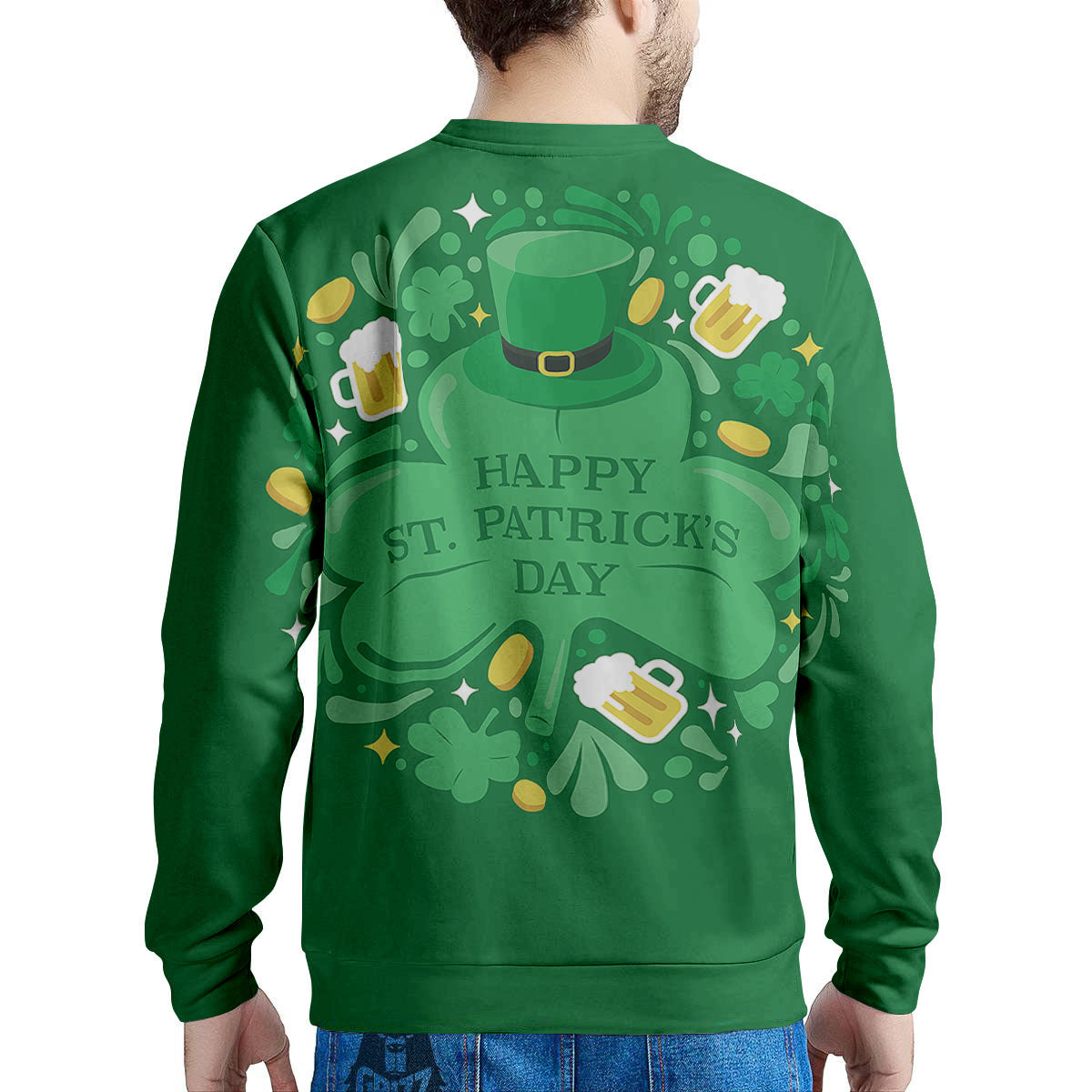 Saint Patrick's Day Green Irish Print Men's Sweatshirt-grizzshop