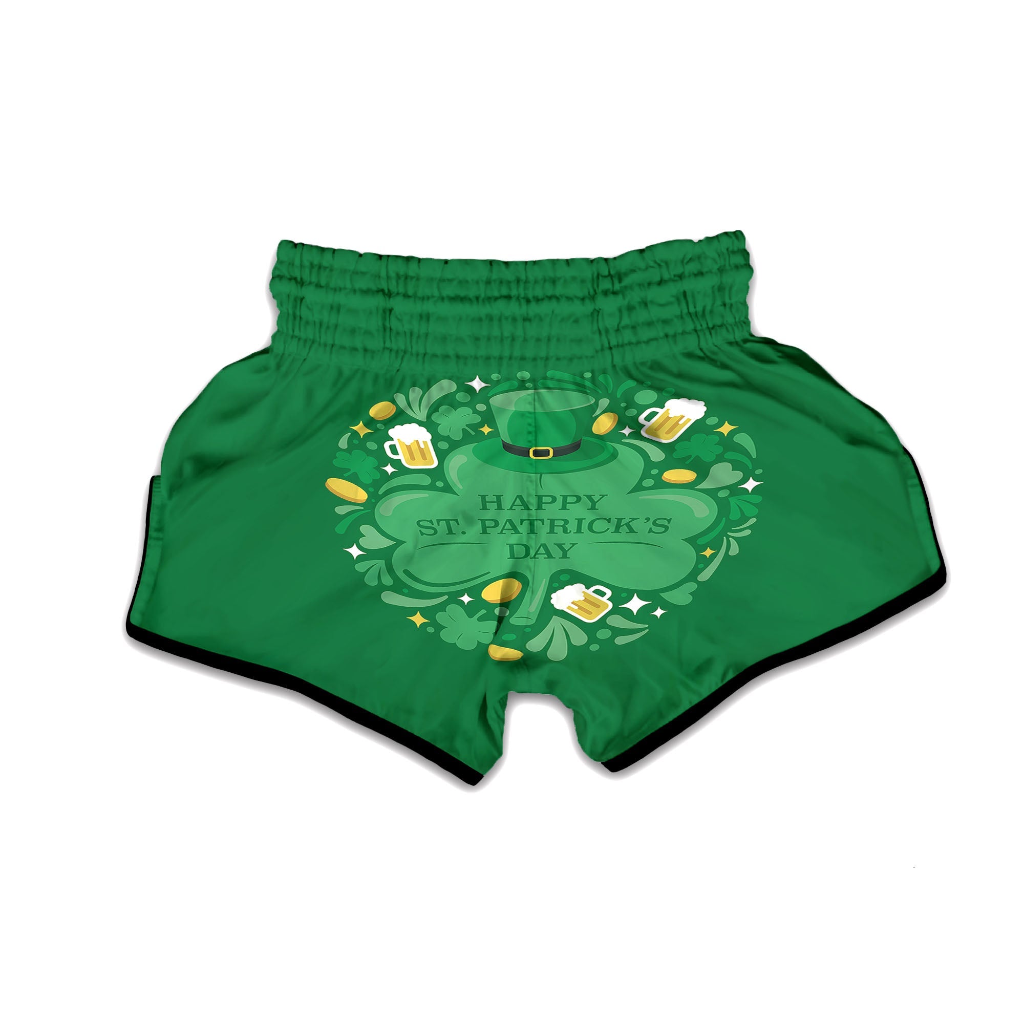 Saint Patrick's Day Green Irish Print Muay Thai Boxing Shorts-grizzshop