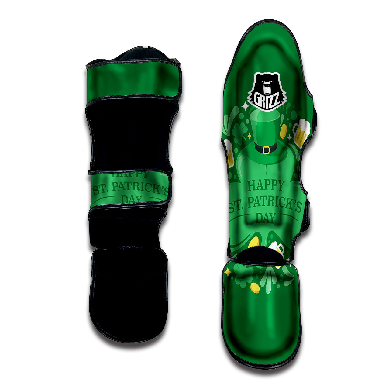 Saint Patrick's Day Green Irish Print Muay Thai Shin Guards-grizzshop