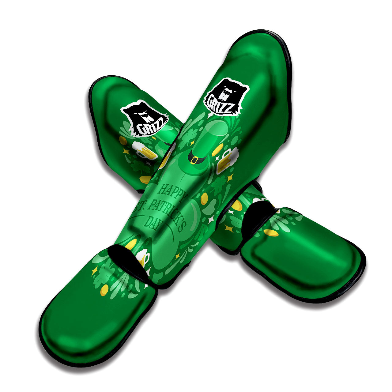 Saint Patrick's Day Green Irish Print Muay Thai Shin Guards-grizzshop