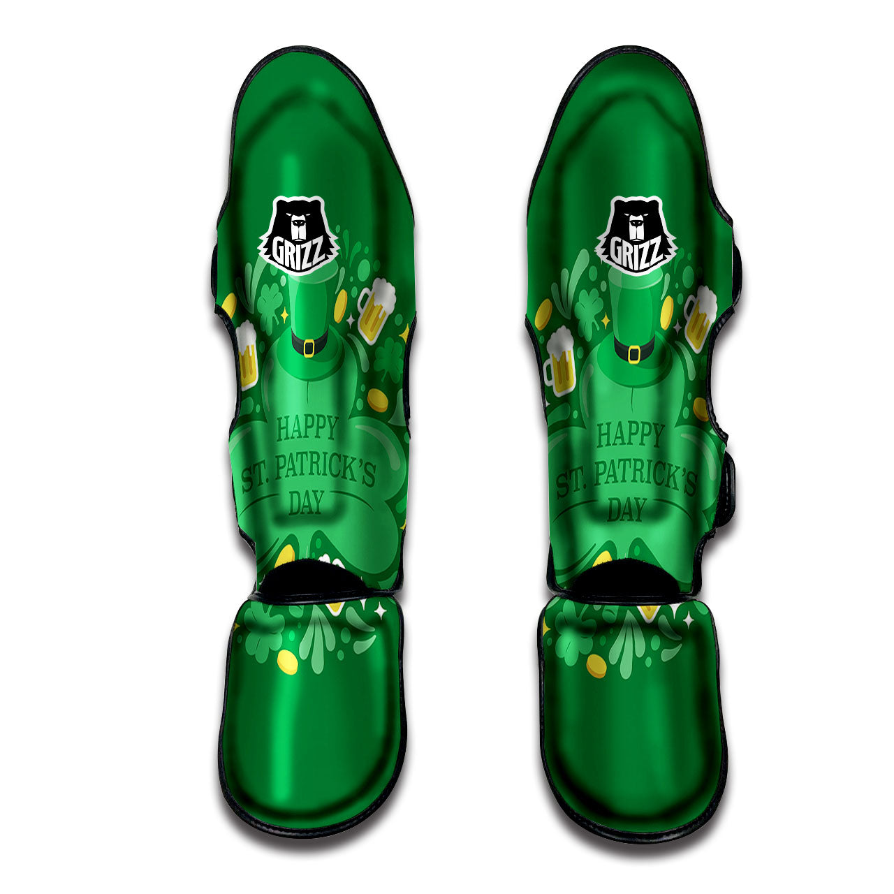 Saint Patrick's Day Green Irish Print Muay Thai Shin Guards-grizzshop