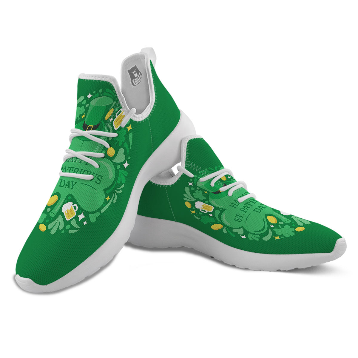 Saint Patrick's Day Green Irish Print White Athletic Shoes-grizzshop