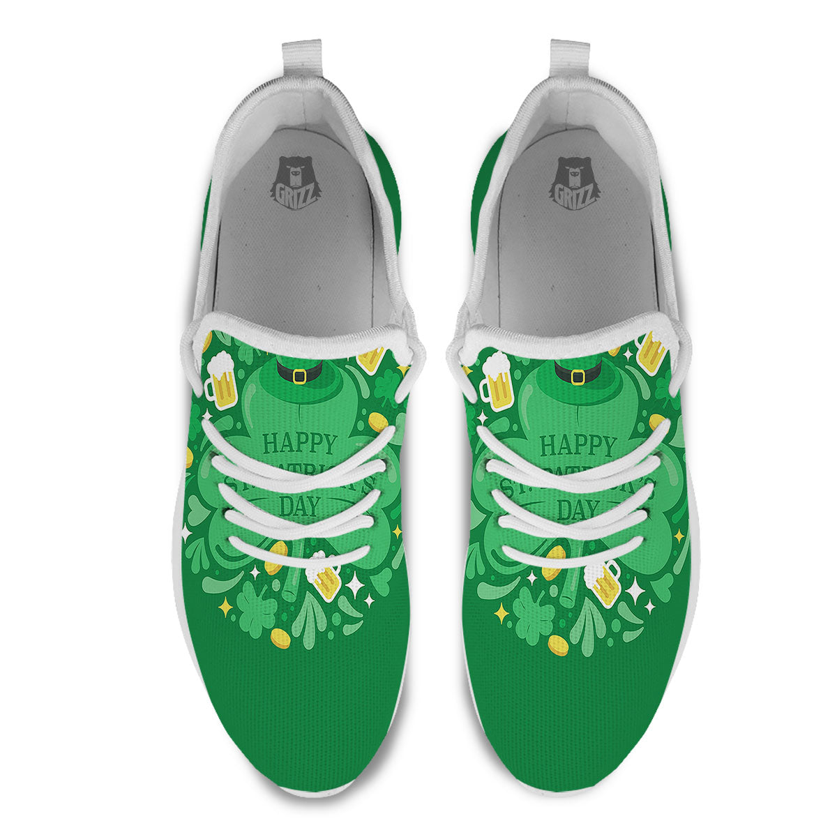 Saint Patrick's Day Green Irish Print White Athletic Shoes-grizzshop