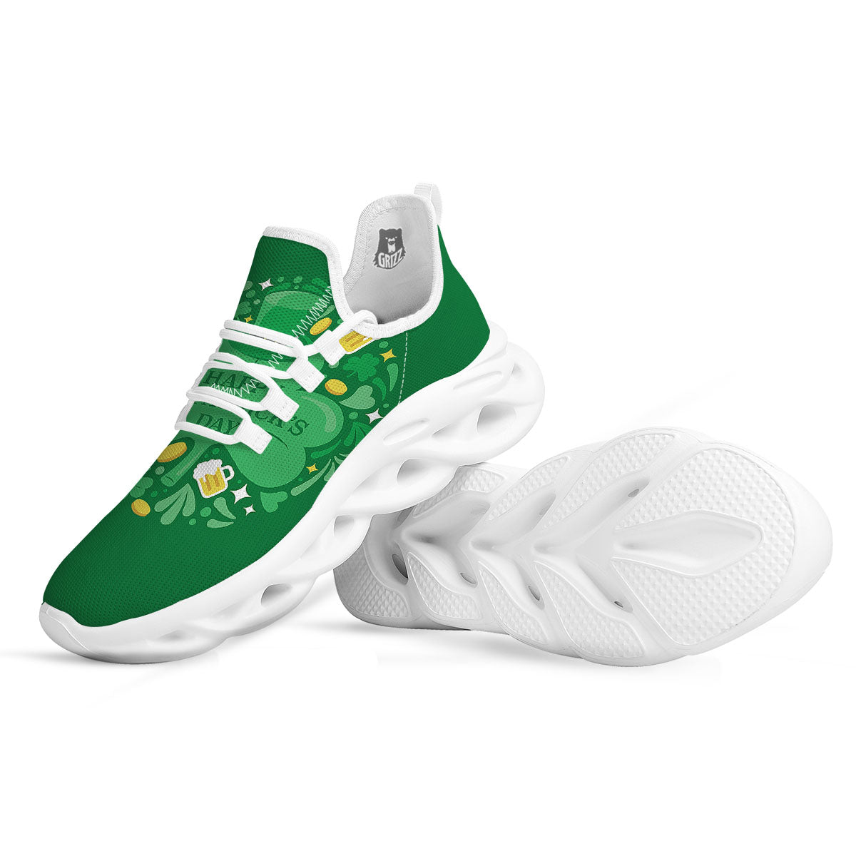 Saint Patrick's Day Green Irish Print White Running Shoes-grizzshop