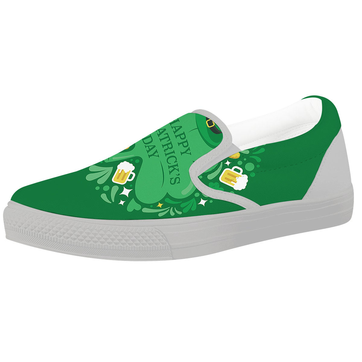 Saint Patrick's Day Green Irish Print White Slip On Shoes-grizzshop