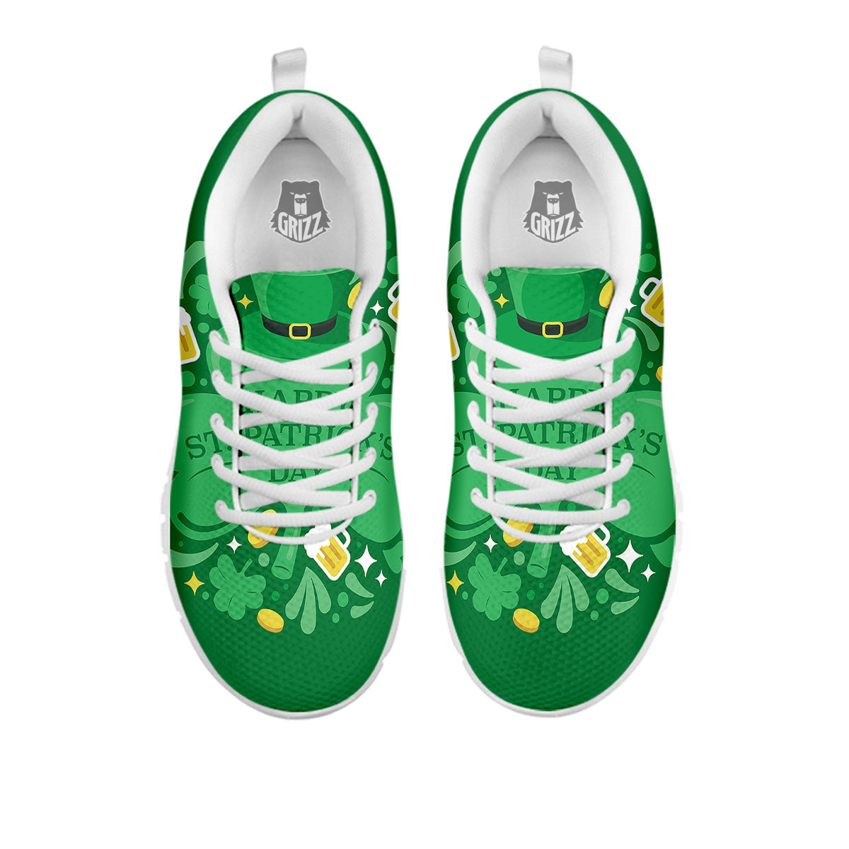 Saint Patrick's Day Green Irish Print White Sneaker-grizzshop