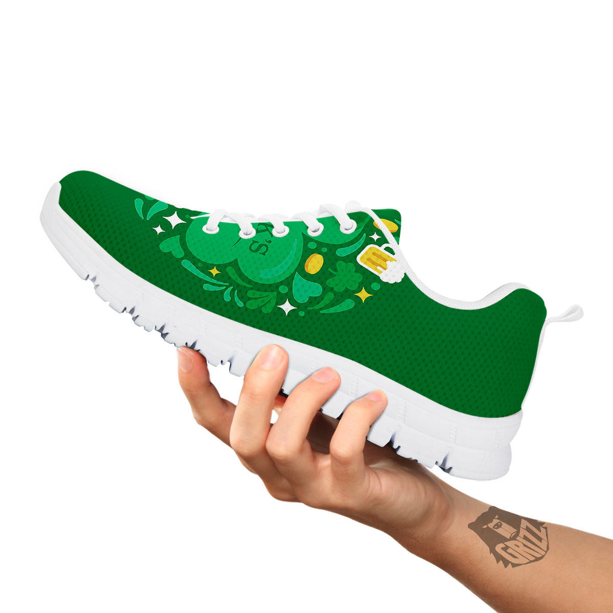 Saint Patrick's Day Green Irish Print White Sneaker-grizzshop