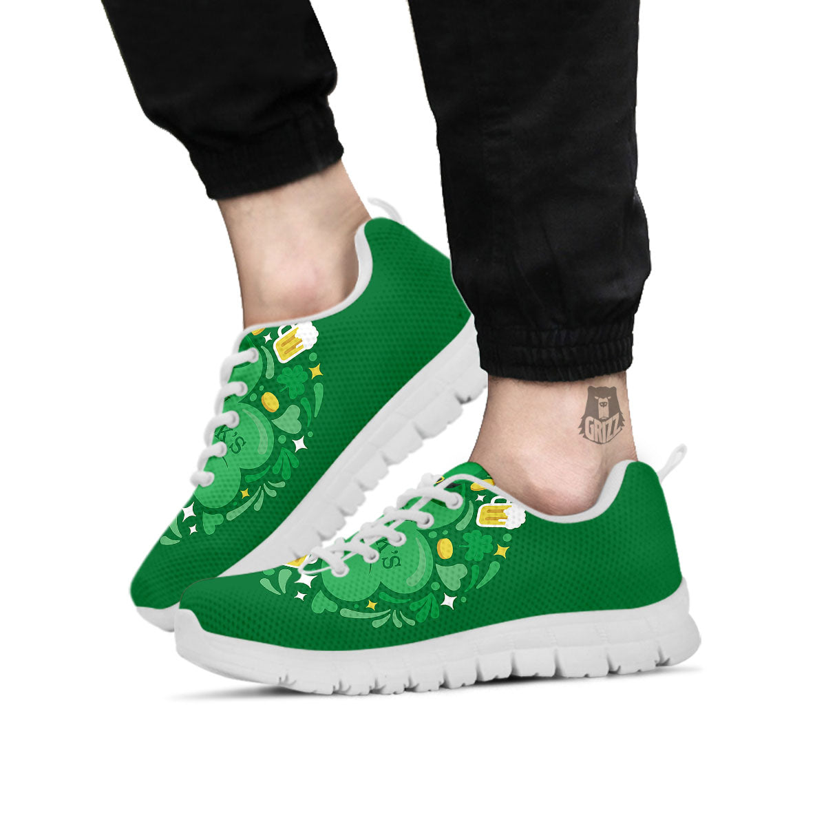 Saint Patrick's Day Green Irish Print White Sneaker-grizzshop