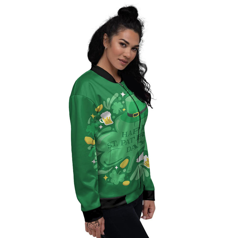 Saint Patrick's Day Green Irish Print Women's Bomber Jacket-grizzshop