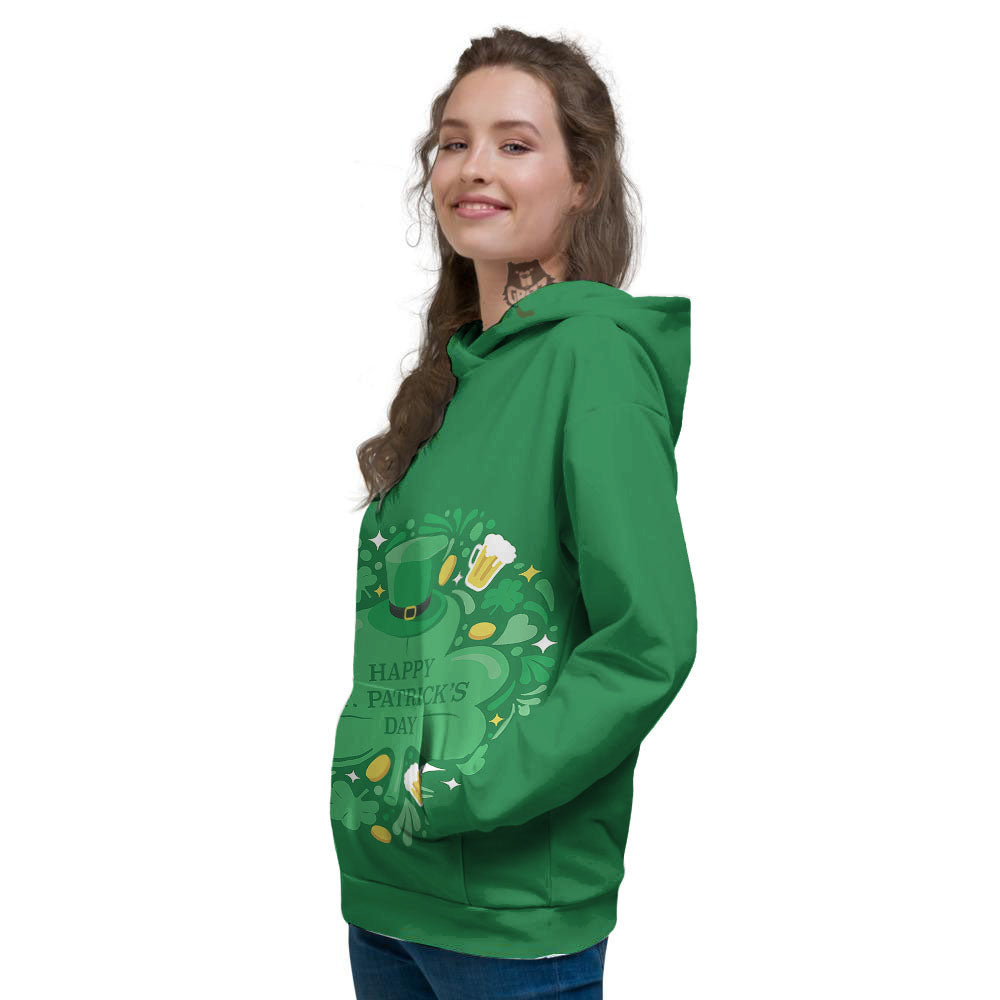 Saint Patrick's Day Green Irish Print Women's Hoodie-grizzshop