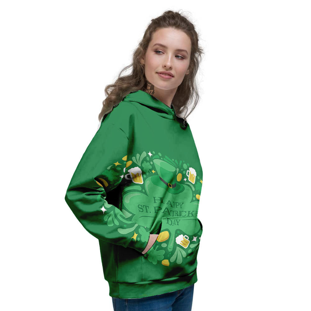 Saint Patrick's Day Green Irish Print Women's Hoodie-grizzshop