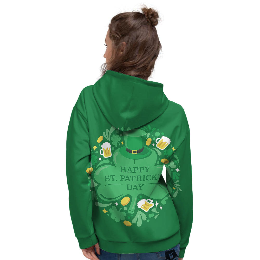 Saint Patrick's Day Green Irish Print Women's Hoodie-grizzshop