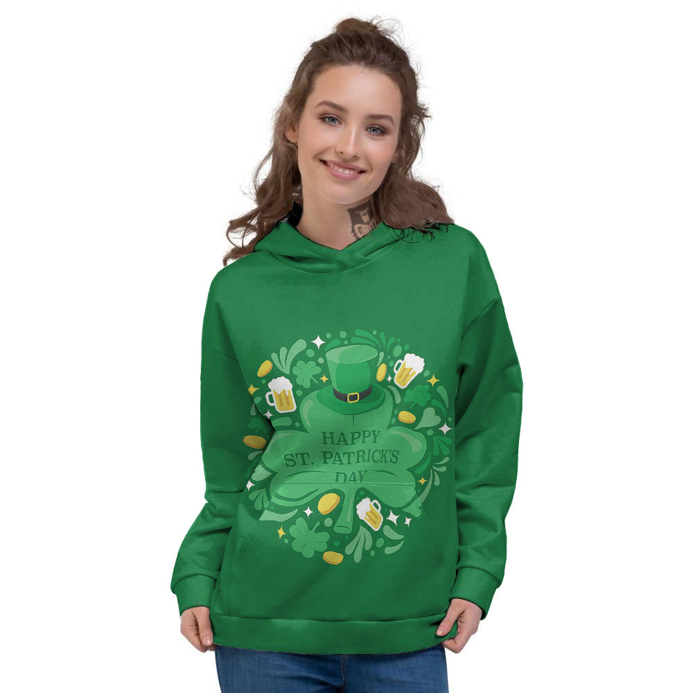 Saint Patrick's Day Green Irish Print Women's Hoodie-grizzshop