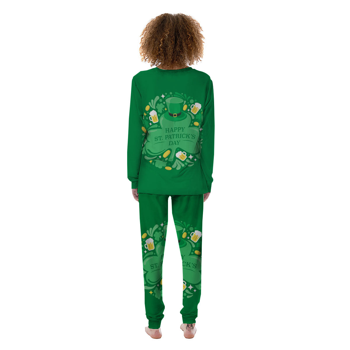 Saint Patrick's Day Green Irish Print Women's Pajamas-grizzshop