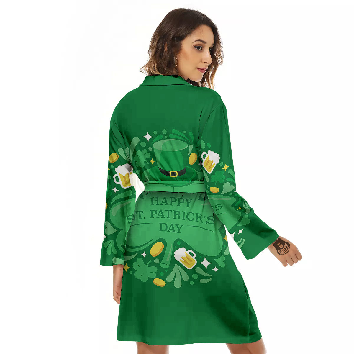 Saint Patrick's Day Green Irish Print Women's Robe-grizzshop