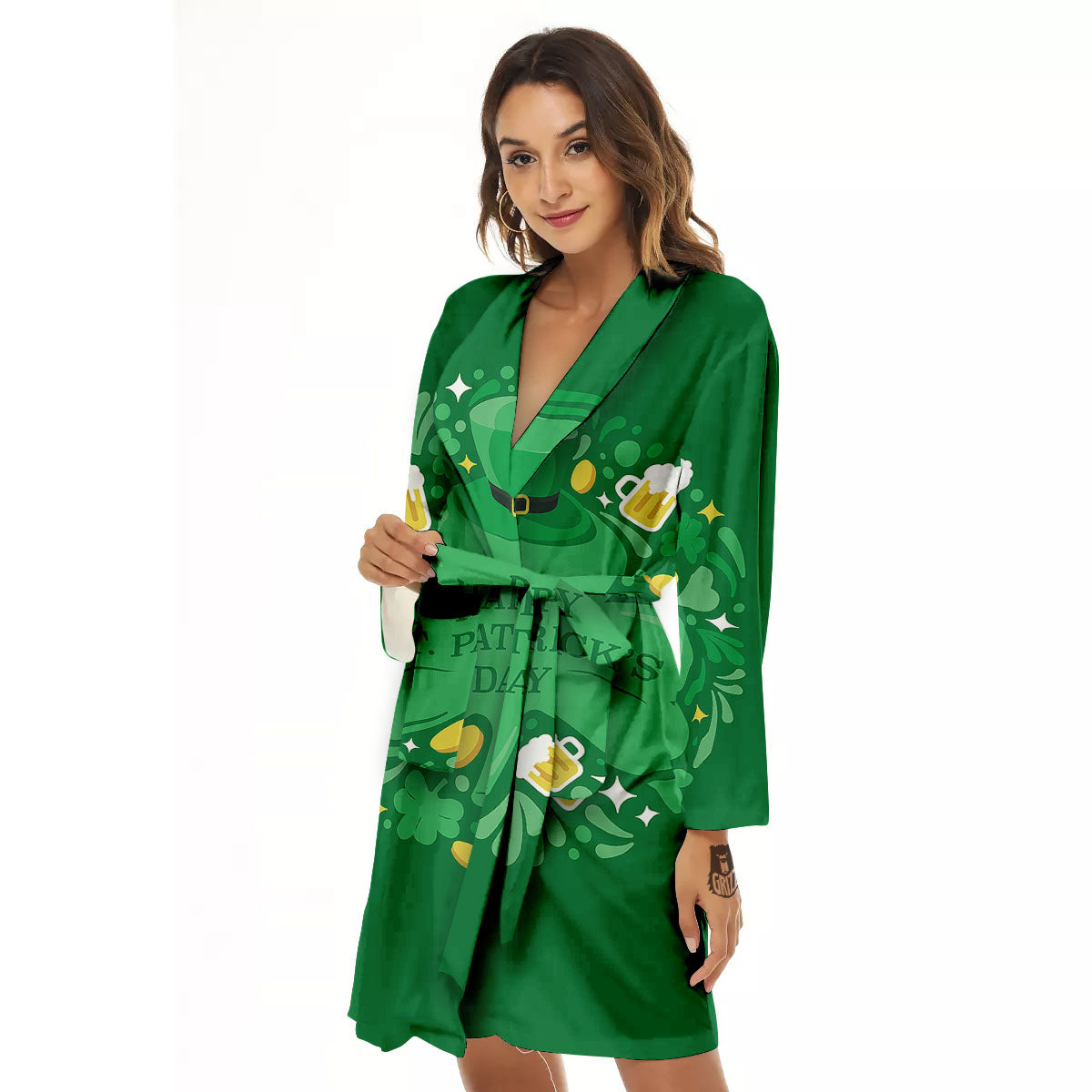 Saint Patrick's Day Green Irish Print Women's Robe-grizzshop