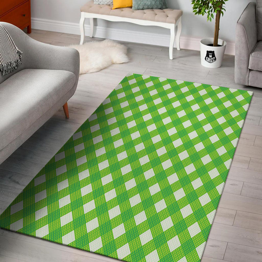 Saint Patrick's Day Green Plaid Print Floor Mat-grizzshop