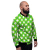 Saint Patrick's Day Green Plaid Print Men's Bomber Jacket-grizzshop