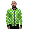 Saint Patrick's Day Green Plaid Print Men's Bomber Jacket-grizzshop