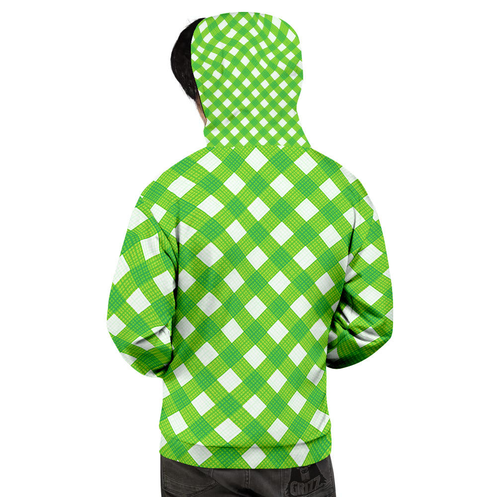 Saint Patrick's Day Green Plaid Print Men's Hoodie-grizzshop