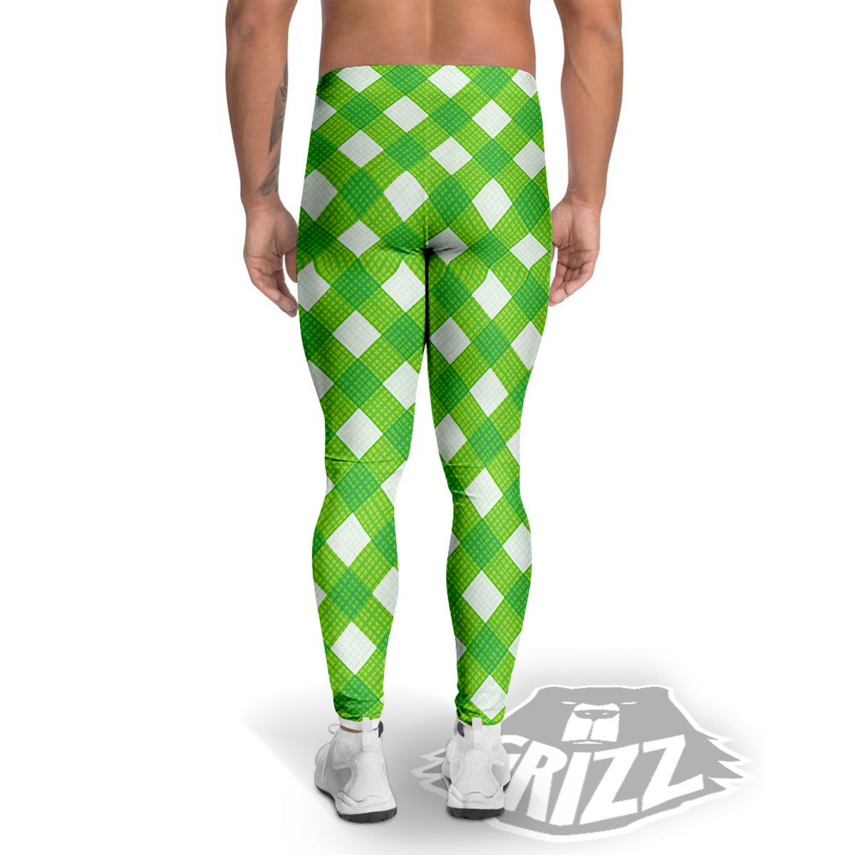 Saint Patrick's Day Green Plaid Print Men's Leggings-grizzshop