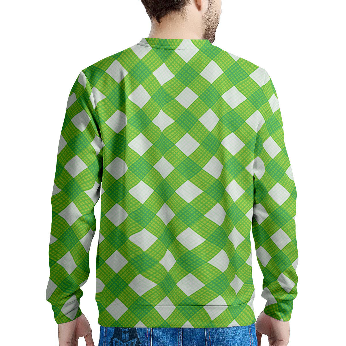 Saint Patrick's Day Green Plaid Print Men's Sweatshirt-grizzshop