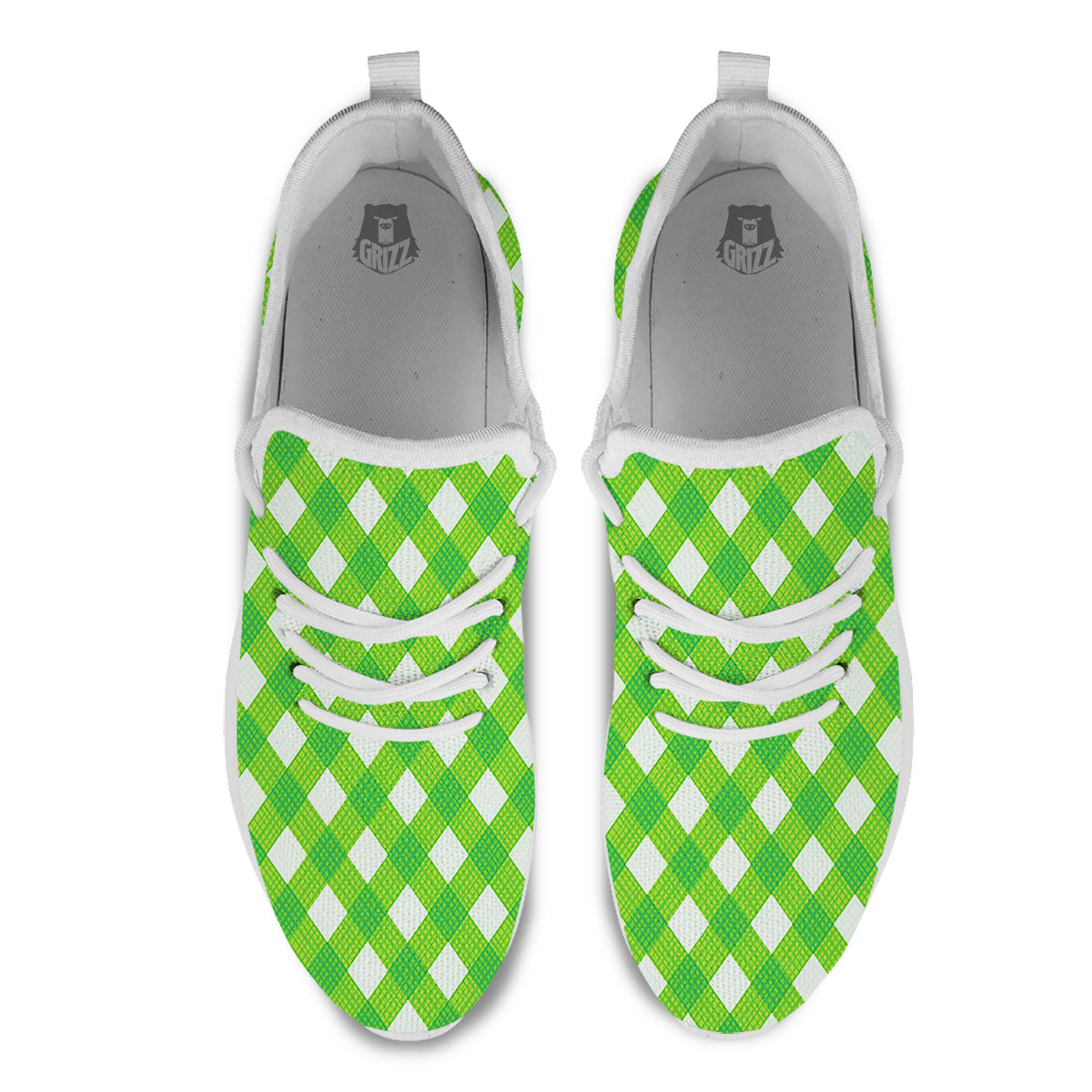 Saint Patrick's Day Green Plaid Print White Athletic Shoes-grizzshop