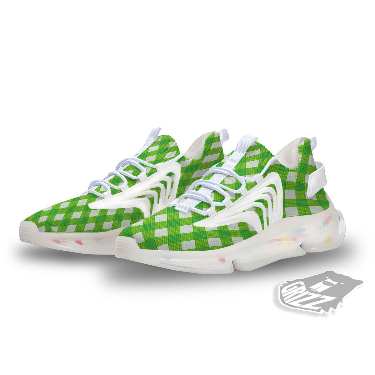 Saint Patrick's Day Green Plaid Print White Gym Shoes-grizzshop