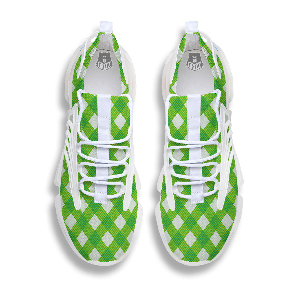 Saint Patrick's Day Green Plaid Print White Gym Shoes-grizzshop