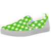 Saint Patrick's Day Green Plaid Print White Slip On Shoes-grizzshop