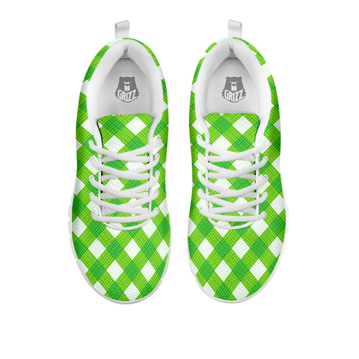 Saint Patrick's Day Green Plaid Print White Sneaker-grizzshop