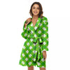 Saint Patrick's Day Green Plaid Print Women's Robe-grizzshop