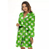 Saint Patrick's Day Green Plaid Print Women's Robe-grizzshop