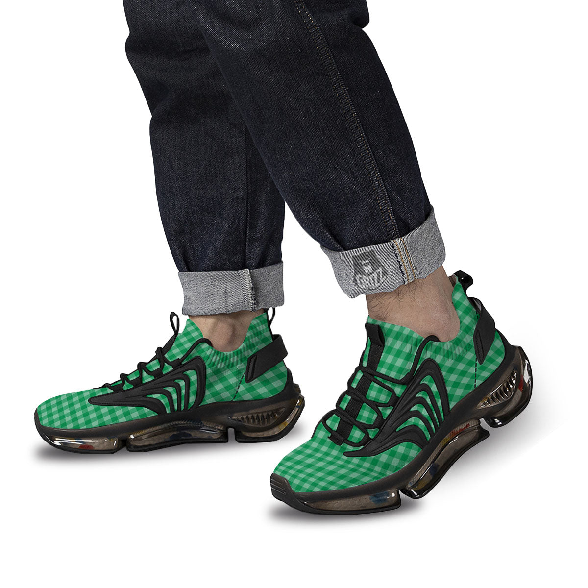 Saint Patrick's Day Green Tartan Print Black Gym Shoes-grizzshop