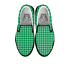 Saint Patrick's Day Green Tartan Print Black Slip On Shoes-grizzshop