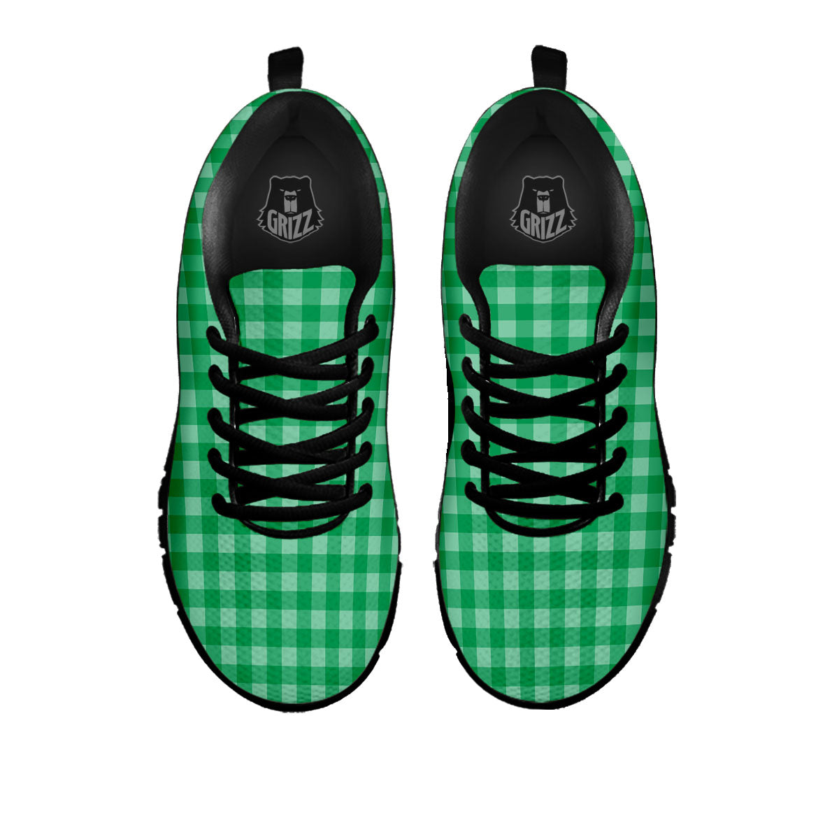 Saint Patrick's Day Green Tartan Print Black Sneaker-grizzshop