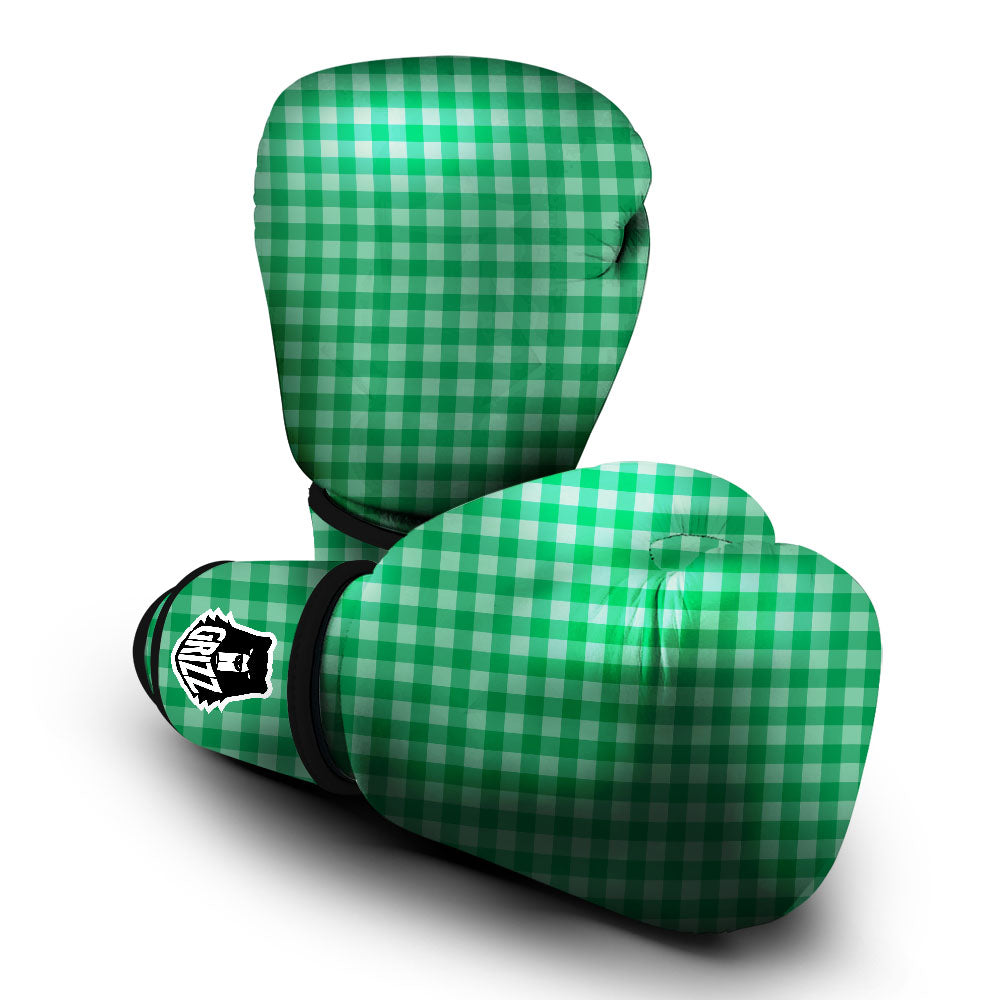 Saint Patrick's Day Green Tartan Print Boxing Gloves-grizzshop