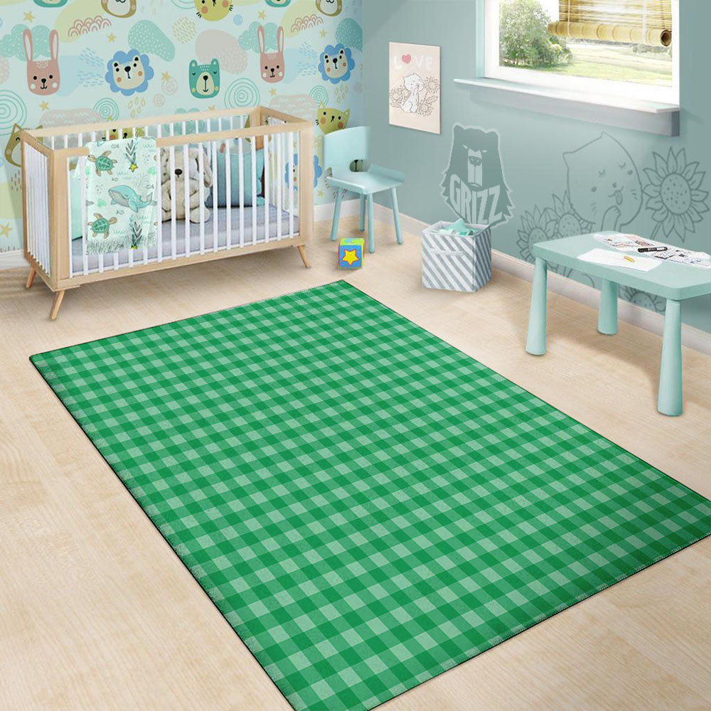 Saint Patrick's Day Green Tartan Print Floor Mat-grizzshop