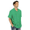 Saint Patrick's Day Green Tartan Print Men's Hawaiian Shirt-grizzshop